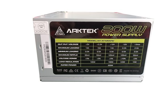 Bloc d'alimentation ARKTEK | 200W 20+4PIN 1*CPU 4PIN 2*SATA